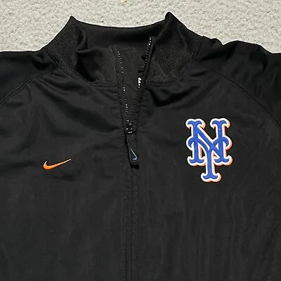 New York Mets Jacket Mens Medium Black Vintage Nike Full Zip Embroidered MLB 90s • $59.99