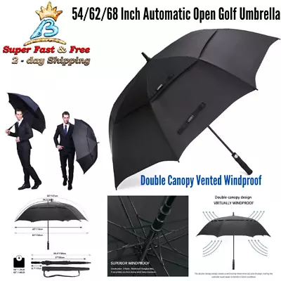 Umbrella Oversized Extra Large Windproof Travel Golf Accessories 62  68  Black  • $49.58