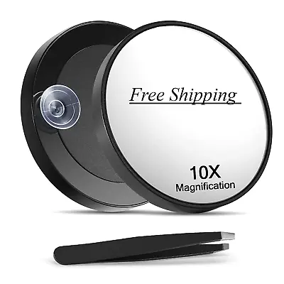 10X Magnifying Mirror Small Magnifying Mirror With Suction Cup And Tweezers As • $7.95