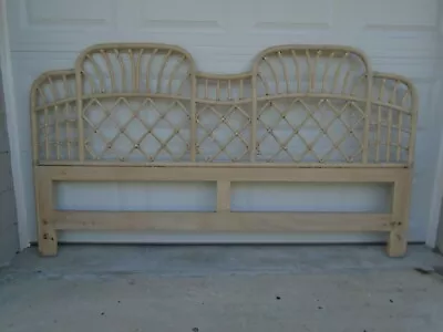 Fretwork Bamboo King Size Headboard Regency Cottage Coastal Rattan Ficks Reed ST • $299