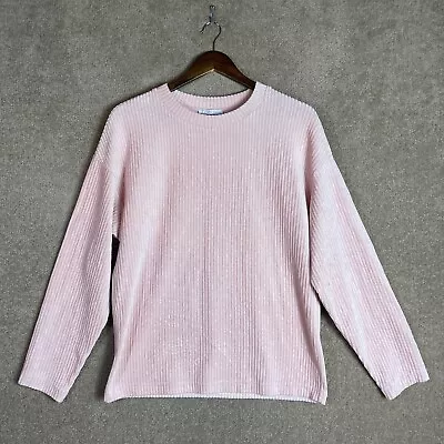 Zara Woman Sweater Top Size Small S Pink Long Sleeve Velvet Rib Long Sleeve Crew • $22.49