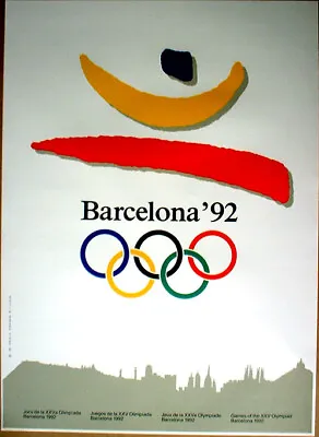 Olympic Poster - 1992 Barcelona - LARGE - 31.5 X 23.25  (80 X59 Cm) • $60