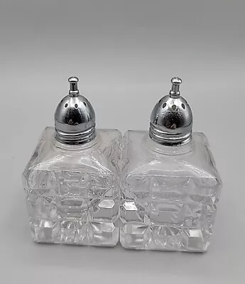 Vintage Viking Mini Clear Glass Salt And Pepper Shakers 2.75  Tall • $16