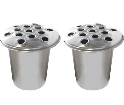 PACK OF 2 Aluminium Grave Vase Flower Vase Insert Crem Pot Memorial Silver  • £14.99