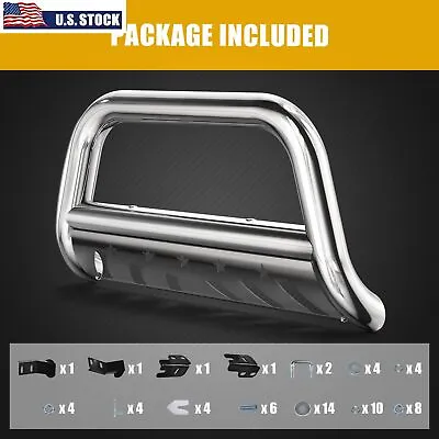 For Ford F-150 04-22 3  Ultimate Black Bull Bar W Brushed Skid Plate New • $98.99