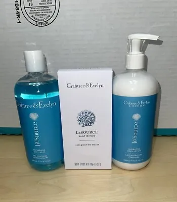 3PC Crabtree Evelyn La Source Shower Gel Body Lotion 16.9 Oz Hand Therapy 3.5 Oz • £36.10