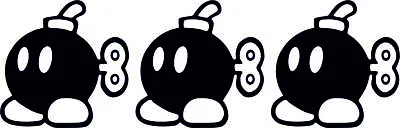 3 Bomb-Mario-Funny-Sticker-Decals- Car-Mirror-Window-68mm-68mm Each Bomb Sticker • £1.99