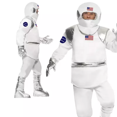 Mens Spaceman Costume Astronaut NASA Space Flight Suit Fancy Dress Adults • £56.99