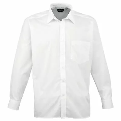 Premier Mens Long Sleeve Poplin Classic Work Shirt Stylish Uniform Formal Wear • £15.17