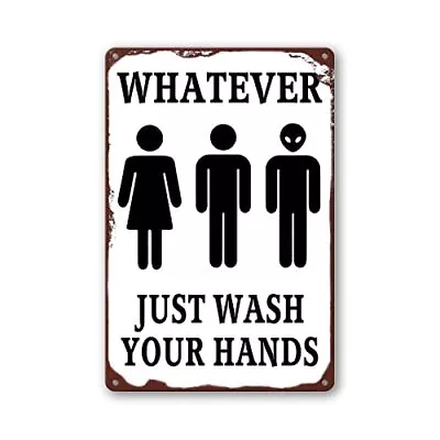 Wash Hands Sign Bathroom Metal Tin Sign Funny Restroom Sign Metal Signs Vintage  • $11.48