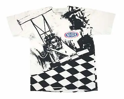 $47.99 • Buy Vintage 90s Racing Shirt All Over Print NHRA Hot Rod Large V7