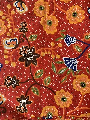 3.5 Yards Vintage Floral Paisley Fabric Red Orange Sewing Quilting Piece • $24