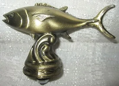 Topper Vintage Tuna Mackerel Fish Auto Hood Ornament Mascot 2.57  Tall Brass USA • $49.25