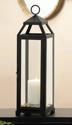 Black 18.5  Malta Candle Holder Lantern Lamp Outdoor Terrace Centerpiece Wedding • $41.31