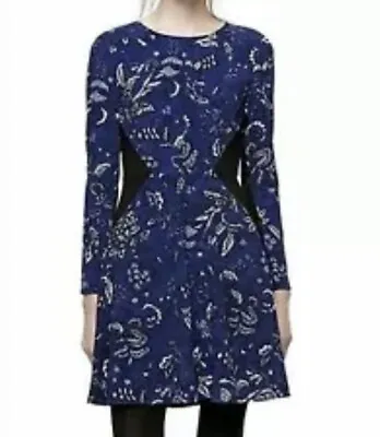 Thakoon For Target Size 8 Blue Floral Long Sleeve Knee Length Shift Dress  • $15.80