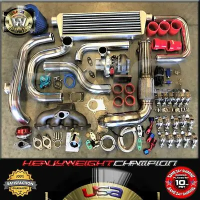 92-00 Civic EG EK/EJ DelSol Sohc D15 D16 Bolt-On Turbo Kit T3/T4 KEEP AC PW RED • $929.99