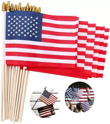 Small American Flags On Stick 5X8 Inch/12 Pack - Mini Ameirican Flags/Handheld A • $11.40