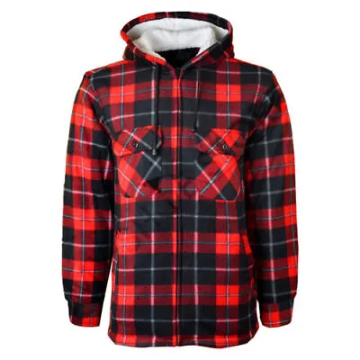 Mens Padded Shirt Fur Lined Lumberjack Flannel Work Jacket Warm Thick Casual Top • £14.99