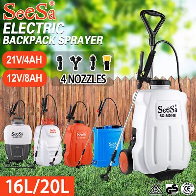 20/16L Electric Weed Sprayer Rechargeable Backpack Farm Garden Pump Spray SeeSa • $119