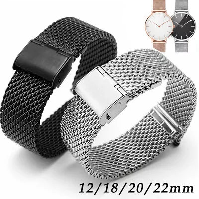 12-22mm Mesh Watch Band Stainless Steel Milanese Link Bracelet Wrist Strap Thick • $4.41