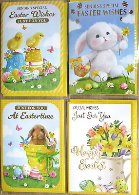 Easter Cards High Quality - Embossed + Foil Designs EggsBunnies Etc + Envelopes • £1.59