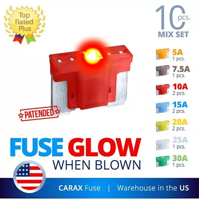 Smart Fuse LOW PROFILE MICRO Blade 10 Mix AUTO LED Indicator GLOW WHEN BLOWN • $19.90