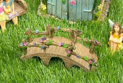 Garden Fairy Bridge Fairy Garden Accessories With Hand Painted Flowers And Vines • $12.99