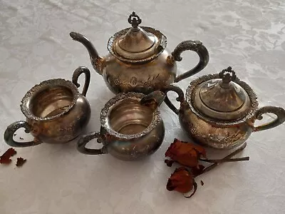 1898 Van Bergh & P. Co. Rochester NY  Quadruple Plate Silver Tea Set • $109.99