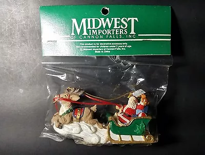 VTG Midwest Importers Of Cannon Falls Santa & Sleigh Christmas Ornament New NIP • $9.95