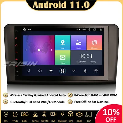 9  DAB+Android 11 Car Stereo Sat Nav For Mercedes GL/ML-Class W164 X164 GPS 64GB • £241.38