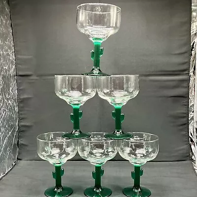 Set Of 6 Vintage Libbey Margarita Glasses With Cactus Stems 12 Oz  • $24.99