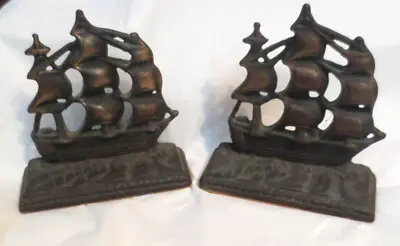 Vintage Cast Iron  Old Ironsides  Bookends Pair • $29