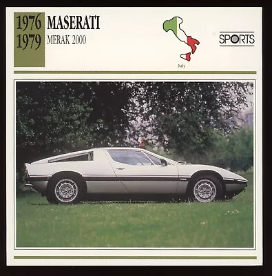 1976 - 1979  Maserati  Merak 2000 Classic Cars Card • $4.95