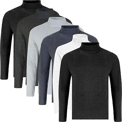 Mens 6 Pack Roll Turtle Neck Shirts T Shirt Cotton Top Assorted Multi Pack Tee • £16.99