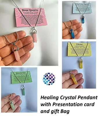 Quartz Chakra Crystal Healing Point Cut Gemstone Pendant Reiki Necklace • £3.99