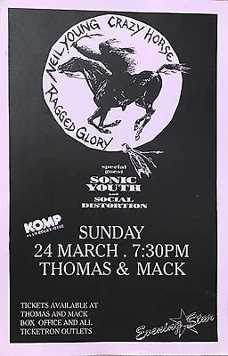 $19.19 • Buy Neil Young / Sonic Youth / Social Distortion 1990 Las Vegas Concert Tour Poster