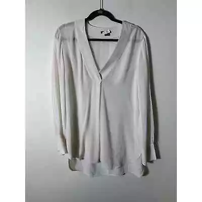 Vince White Long Sleeved V-Neck Blouse Sz. M • $11.70