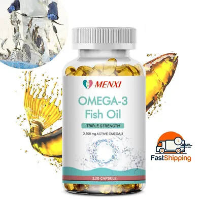 Omega 3 Fish Oil 2500mg-120 Capsules High Strength - DHA 1200mg & EPA 1300mg • $19.79