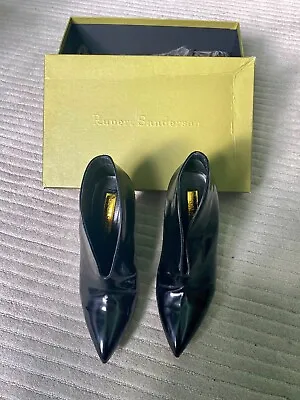 £30 • Buy Rupert Sanderson Dalinda Wedge Heel Boots, Black Gloss Leather, In UK 4 (37)