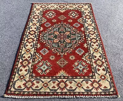 Authentic Hand Knotted Afghan Kazak Wool Area Rug 3.1 X 2.1 Ft (2025 HM) • £56.25