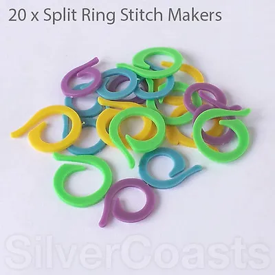 20 X Stitch Markers Open Split Rings For Knitting Crocheter 22mm 27mm UK Stock • £2.99