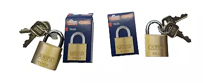 2 X Abus 55/30 Padlock Brass Security Keys Alike‎ Corrosion Resistant • £8.99