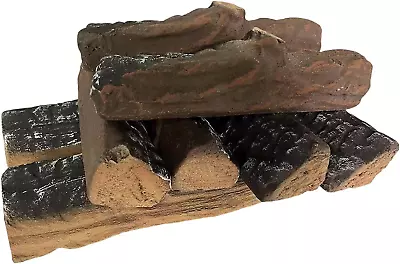 Large Gas Fireplace Logs Set Of Ceramic Wood Logs. Use In Indoor Gas Inserts V • $50.99