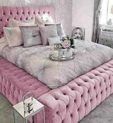 £479.31 • Buy Pink Ambassador Hand Made Royal Chesterfield Plush Fabric Bed