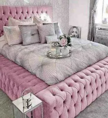 £479.31 • Buy Pink Ambassador Hand Made Royal Chesterfield Plush Fabric Bed
