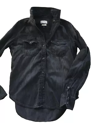 Universal Thread Women Labette Denim  LS Shirt Black To Gray Faded Size Small • $0.99