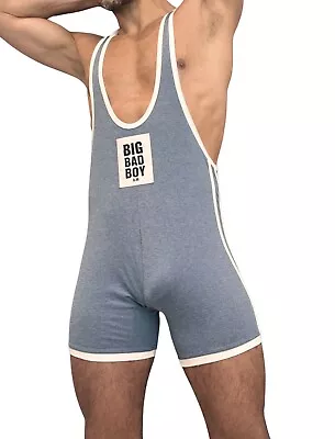 Men’s Cotton Pijama Bodysuit Wrestling Singlet Men Blue S-M Blue • $35.99