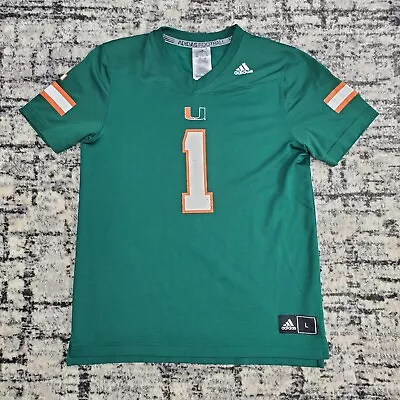 Adidas Vintage Miami Hurricanes Jersey #1 College Football Youth L 2000s Y2K • $24.99