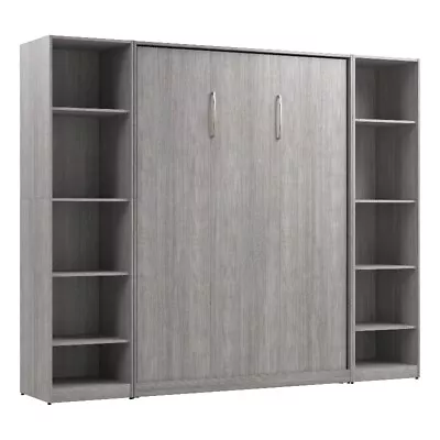 Bestar USA Claremont Wood Full Murphy Bed With Closet Organizers In Gray • $1422.44