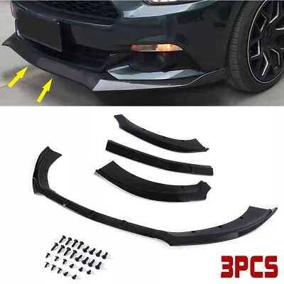 Fit 15 -17 Ford Mustang Glossy Black CS Style 3 PCS Front Bumper Lip Kit Spoiler • $42.90